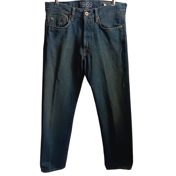 Vtg 90s 31x30 Men's Gap 1969 Buttonfly Selvedge Dark Wash Denim Jeans In Italy - Picture 2 of 7